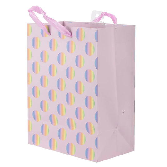 Paper T., Med Gift Bag, Irid Dots, Matte/HS 157GSM, HS Tag +j-hook