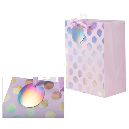 Paper T., Med Gift Bag, Irid Dots, Matte/HS 157GSM, HS Tag +j-hook
