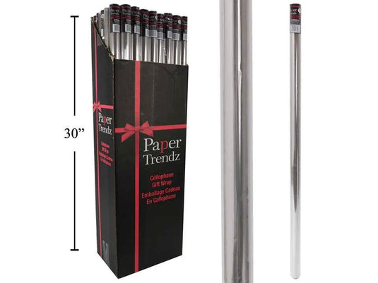 Paper T. 30" x 60" Clear Cellowrap Roll, label /30 micron