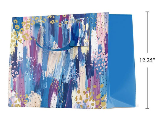 Paper T., Jumbo Gift Bag, Horiz. Painterly Blue, Matte/HS,