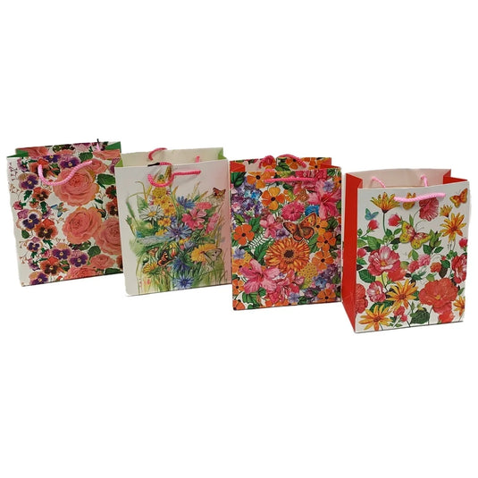 SAC CADEAU/ GLITTER GIFT BAGS 26 X 10 X 32cm - GARDEN FLOWERS LARGE