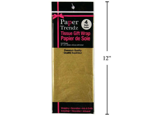 4-pc. Tissue Wrapping Paper, Gold, printed bag 20"x26"