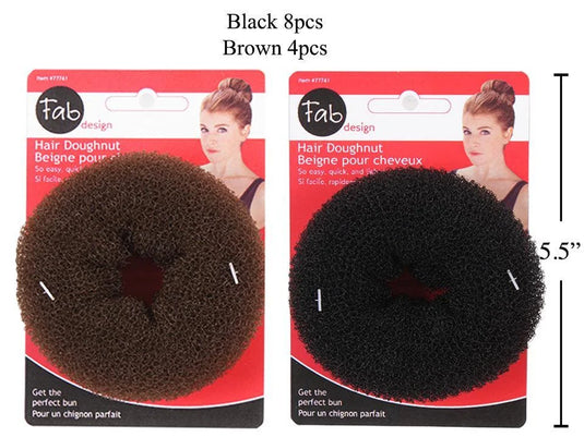 Fab Design Hair Doughnut, 8 blk/4 brune