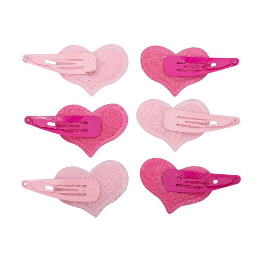 Stylin G, 3-pc glitter heart snap barrette, h/c