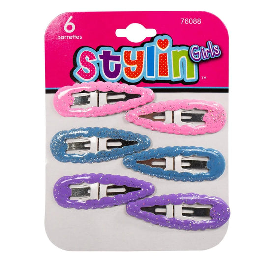 Stylin G, 6-pc Snap Barrette, h/c