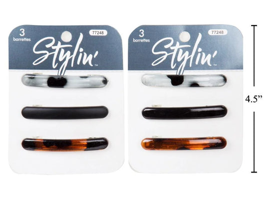 Stylin 3-pc Auto Barrettes, h/c