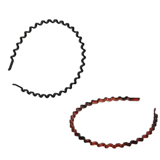 Stylin, 2pcs Headbands, wave, black & tort, hc