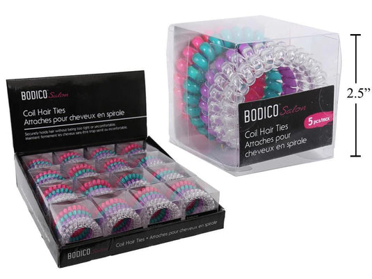 Bodico, 5-pc Coil Hair Ties pvc box