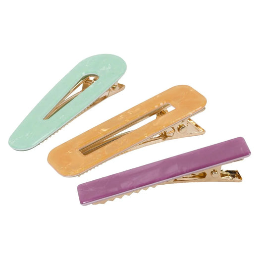 Bodico, 3pc "Pretty" Hair Clamp Clips card, 7x2.5, acrylic