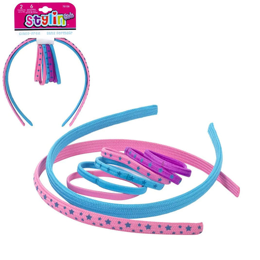 Stylin G, 8pc Set, incl: 2-headband 6-ponyholder, clasp free, hc