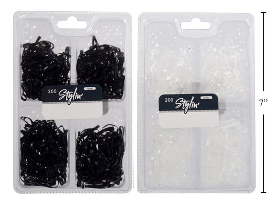 Stylin 200-pc Elastic Ponyholder, Rubber, clam pack