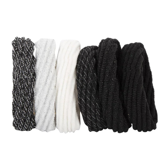 Stylin 6-pc Thick Ribbed Ponyholder, greys, hc