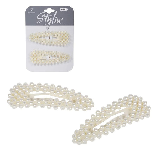 Stylin, 2-pc Pearl Snap Barrettes, hc