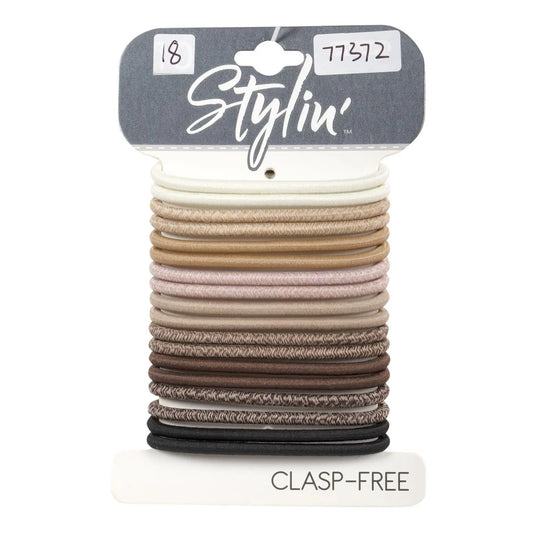 Stylin, 18p Ponyholders, clasp free Biege & Brown,header card