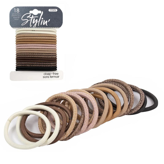 Stylin, 18p Ponyholders, clasp free Biege & Brown,header card