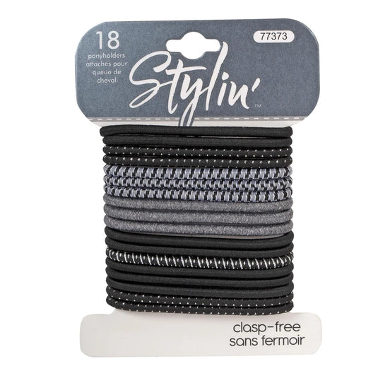 Stylin, 18p Ponyholders blk & gry variety,header card