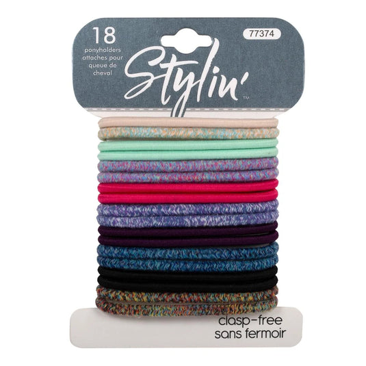 Stylin, 18p Textured Ponyholders Variety,clasp free, hc