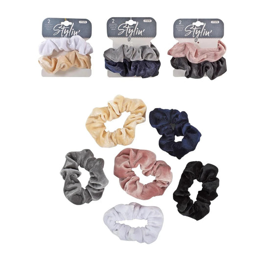 Stylin, 2p Velvet Scrunchie, hc