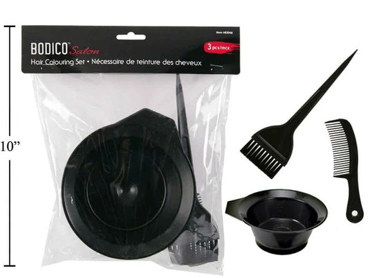 Bodico 3-pc Hair Colouring Set, clear pvc bag w/header(HZ)