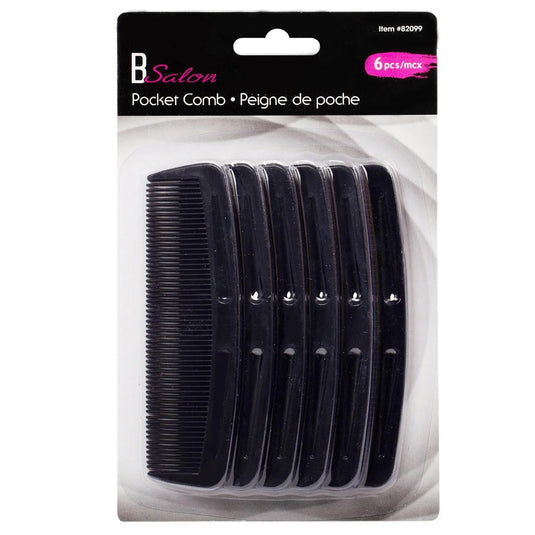 Bodico, 6-pc Pocket Comb, b/c col: all black(HZ)