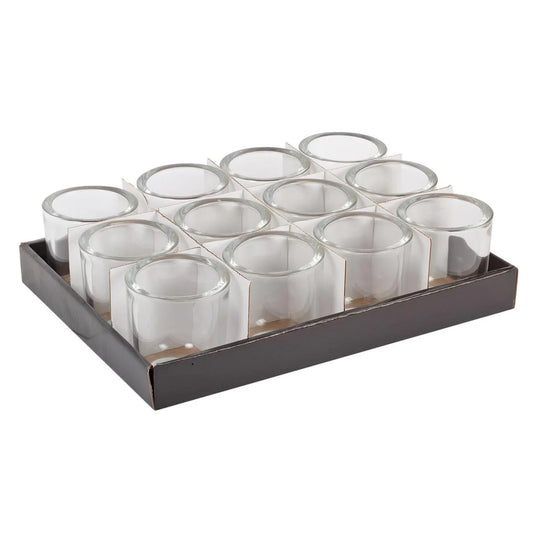 Deco Lite Glass Votive Holder, Clear, 3"D, 12/traybox