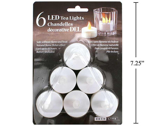 Deco Lite 6-pc LED Tealight, Flickering, Batt. included, b/c