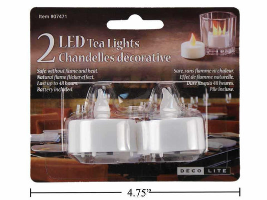 Deco Lite 2-pc LED Tealight, b/c, Flickering Light, w/Bat