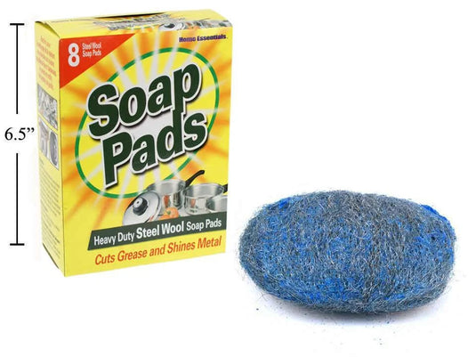 H.E. 8-pc HDSteel Wool Soap Pads, colour box(HZ)