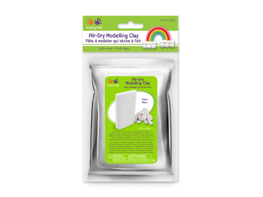 Krafty Kids: 30g Air-Dry Modelling Clay Lightweight F) White