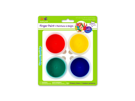 Krafty Kids: Fingerpaint Tubs x4 Asst Primary