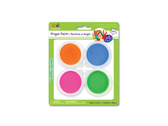Krafty Kids: Fingerpaint Tubs x4 Asst Colors 80ml C) Neons