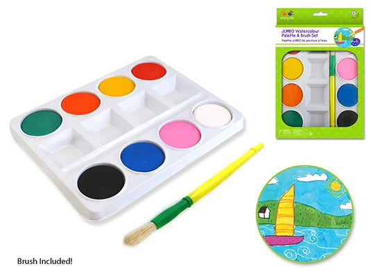 Krafty Kids: Jumbo Watercolor Paint Palette Set w/Brush