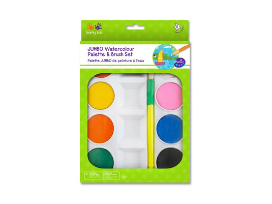 Krafty Kids: Jumbo Watercolor Paint Palette Set w/Brush