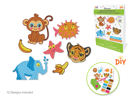 Krafty Kids Kit: Diamond Painting DIY Sticker Kit B) Creature Fun