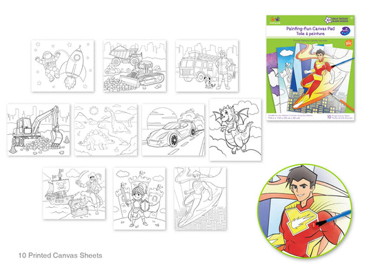 Krafty Kids: 9.8x11.8" Lil' Artist Canvas Pad w/Design Outlines 10Sht Asst B) Kid Fun