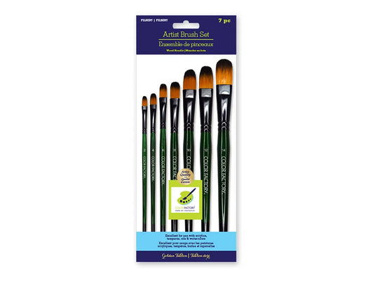 Artist Brush Set: 'Fierce' Art Set x7 Wood Handle D) Filbert