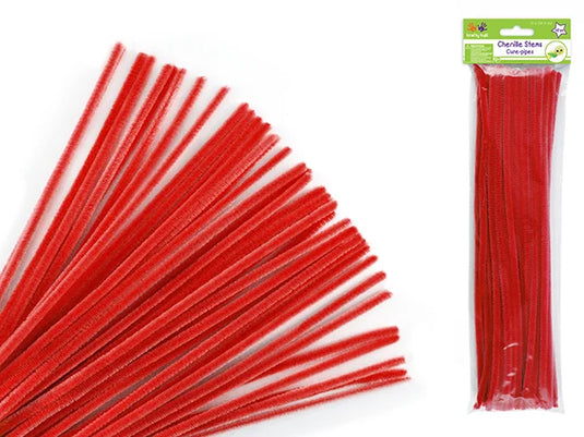 Chenille Stems: 6mmx30cm 40/pk Pipe Cleaners L) Red