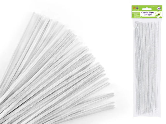 Chenille Stems: 6mmx30cm 40/pk Pipe Cleaners N) White