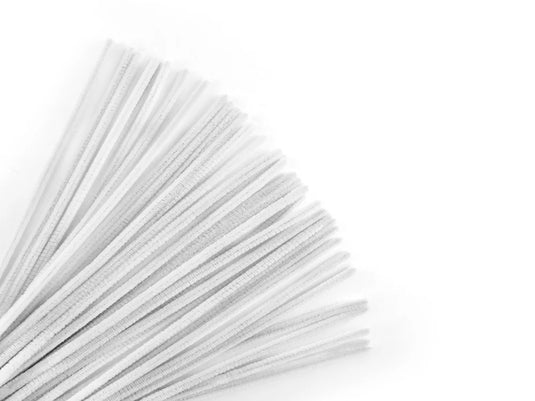 Chenille Stems: 6mmx30cm 40/pk Pipe Cleaners N) White