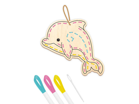 Krafty Kids Kit: DIY Wooden Sewing Ornament Kit A) Dolphin