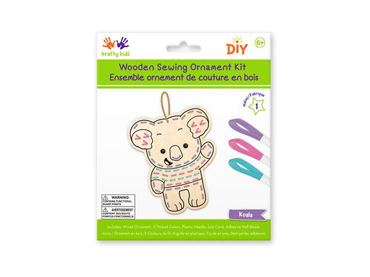 Krafty Kids Kit: DIY Wooden Sewing Ornament Kit C) Koala
