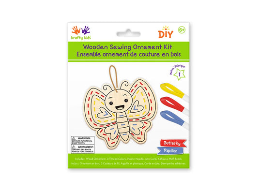 Krafty Kids Kit: DIY Wooden Sewing Ornament Kit D) Butterfly