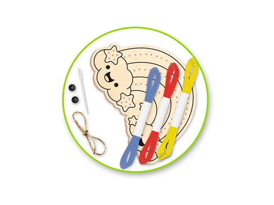 Krafty Kids Kit: DIY Wooden Sewing Ornament Kit F) Rainbow