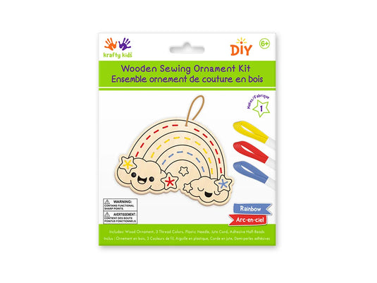 Krafty Kids Kit: DIY Wooden Sewing Ornament Kit F) Rainbow