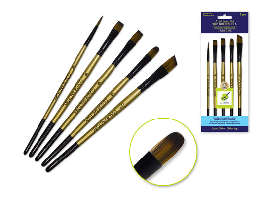 Artist Brush Set: The Golden Era Set x5 Wood Handle A) Background