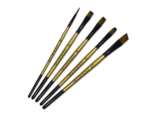 Artist Brush Set: The Golden Era Set x5 Wood Handle A) Background