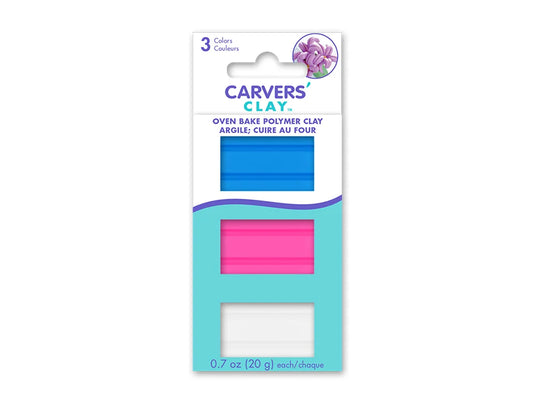 Carvers' Clay: 60g Polymer Oven-Bake Asst 3-col 20g ea D) Vivid