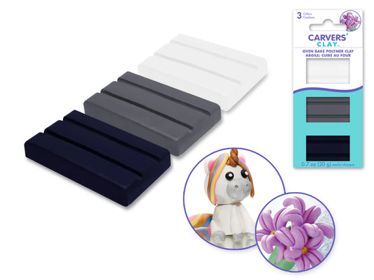 Carvers' Clay: 60g Polymer Oven-Bake Asst 3-col 20g ea E) Classic