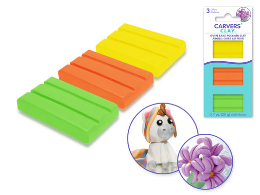 Carvers' Clay: 60g Polymer Oven-Bake Asst 3-col 20g ea F) Tropicana