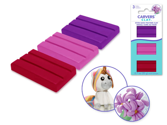 Carvers' Clay: 60g Polymer Oven-Bake Asst 3-col 20g ea A) Blush